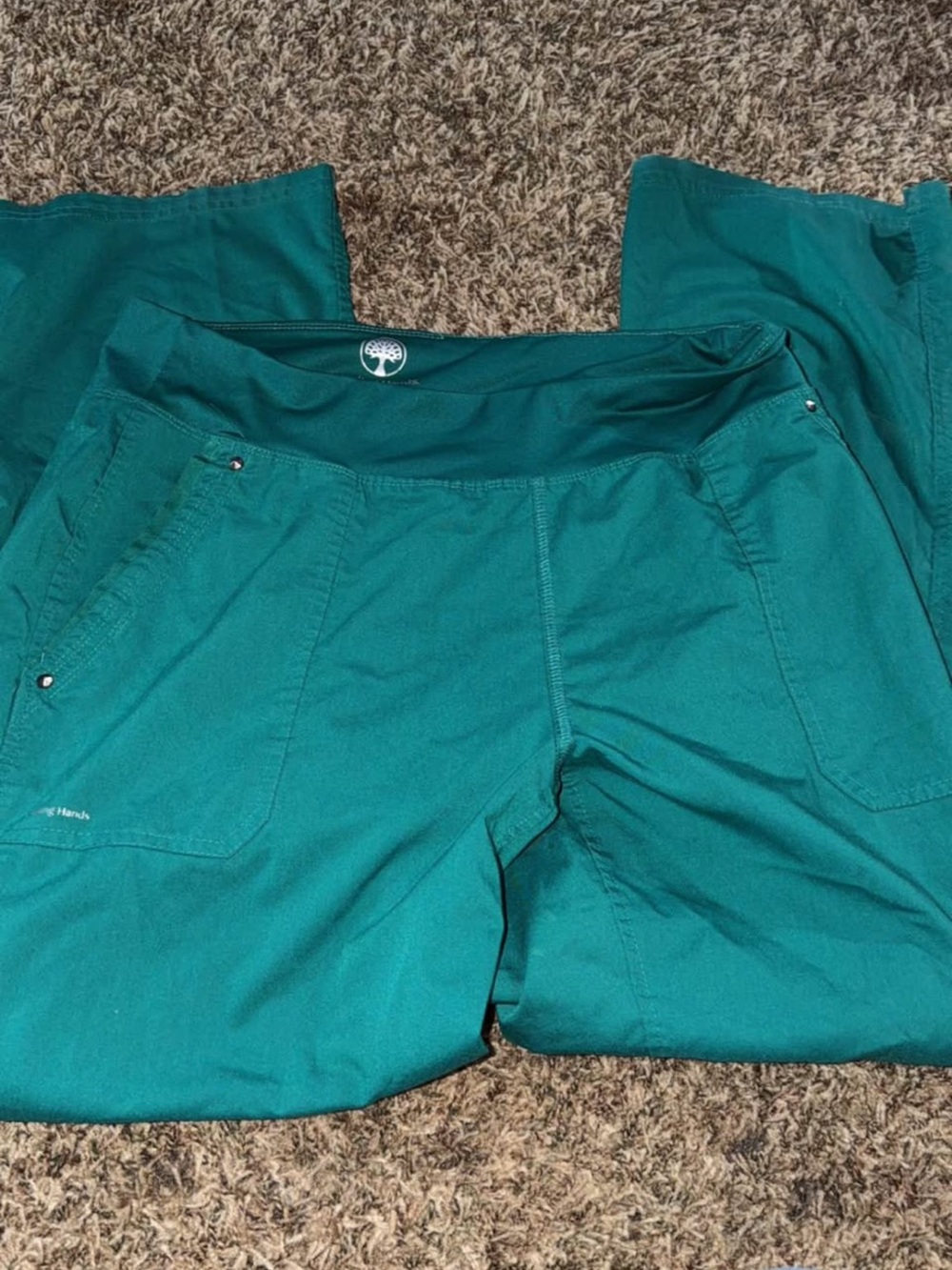 healing hands Teal Cargo Scrub Pants with Front Pockets